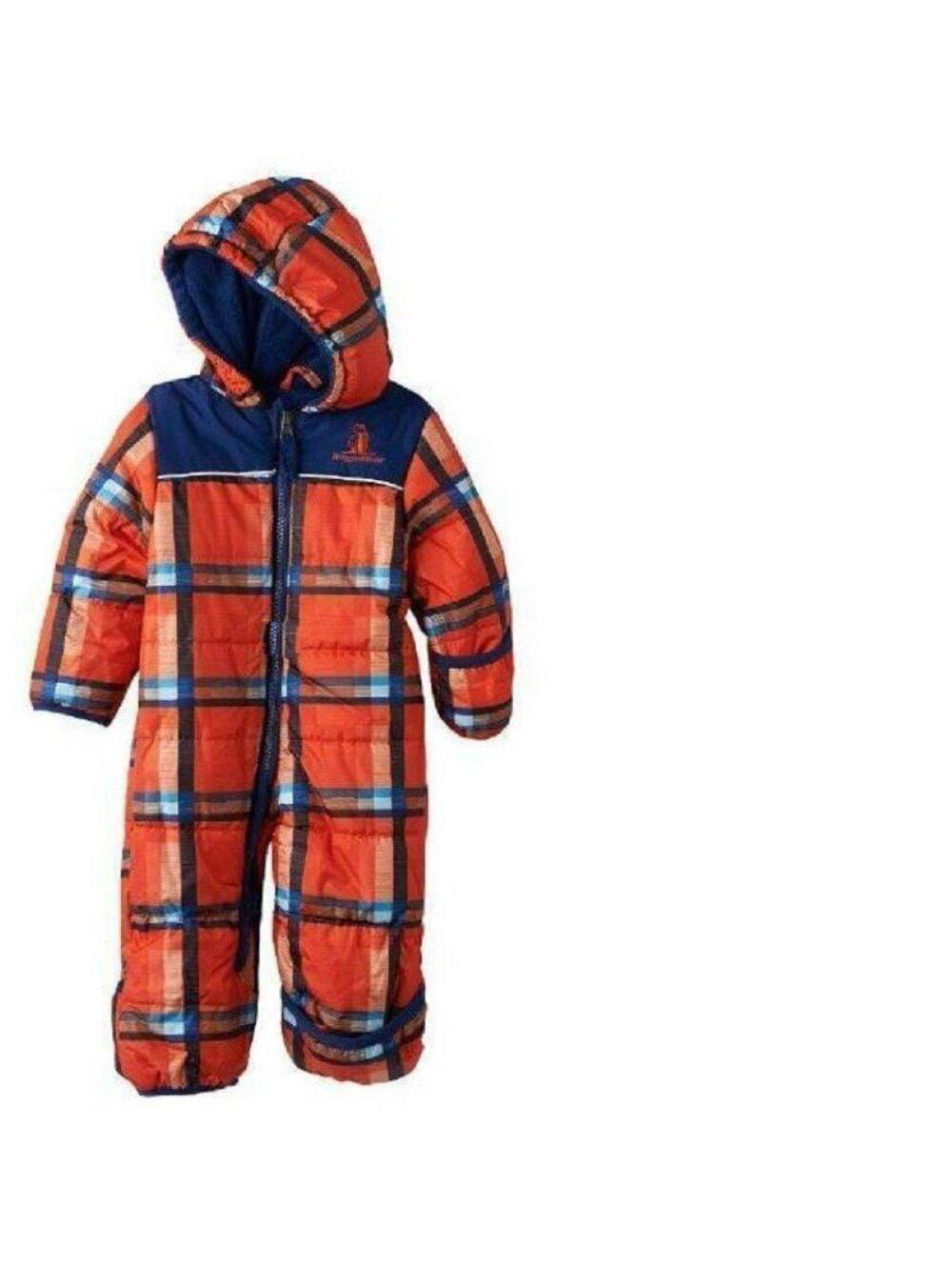 Ruggedbear Winter Snowsuit 3/6 months Boys Red Plaid 1 Pc Hooded Snow Zip Pram